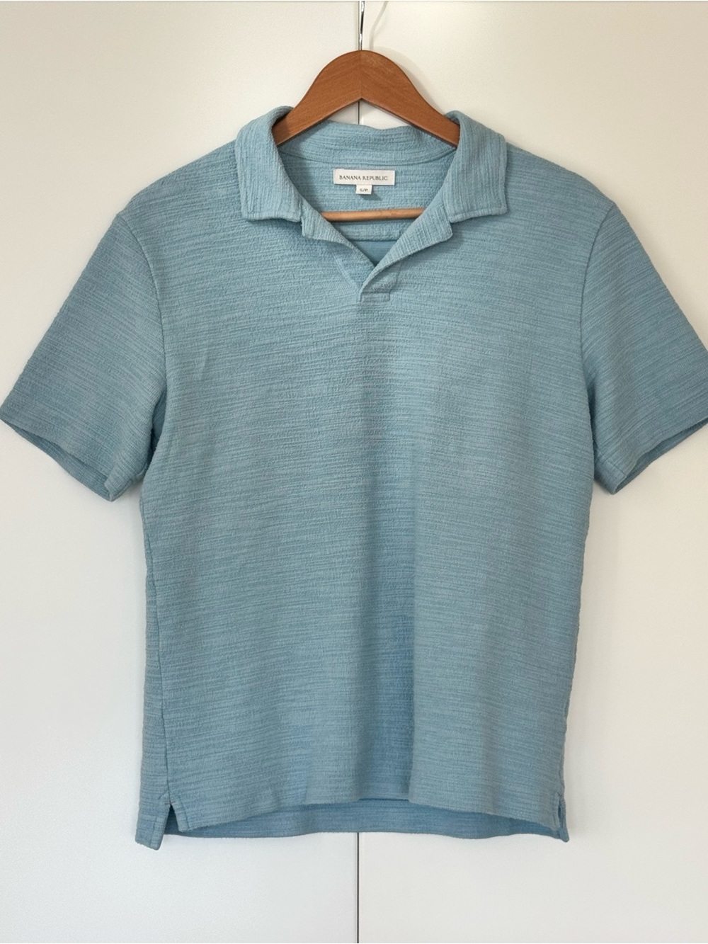 Banana Republic Textured Polo Shirt – Light Blue, Size S